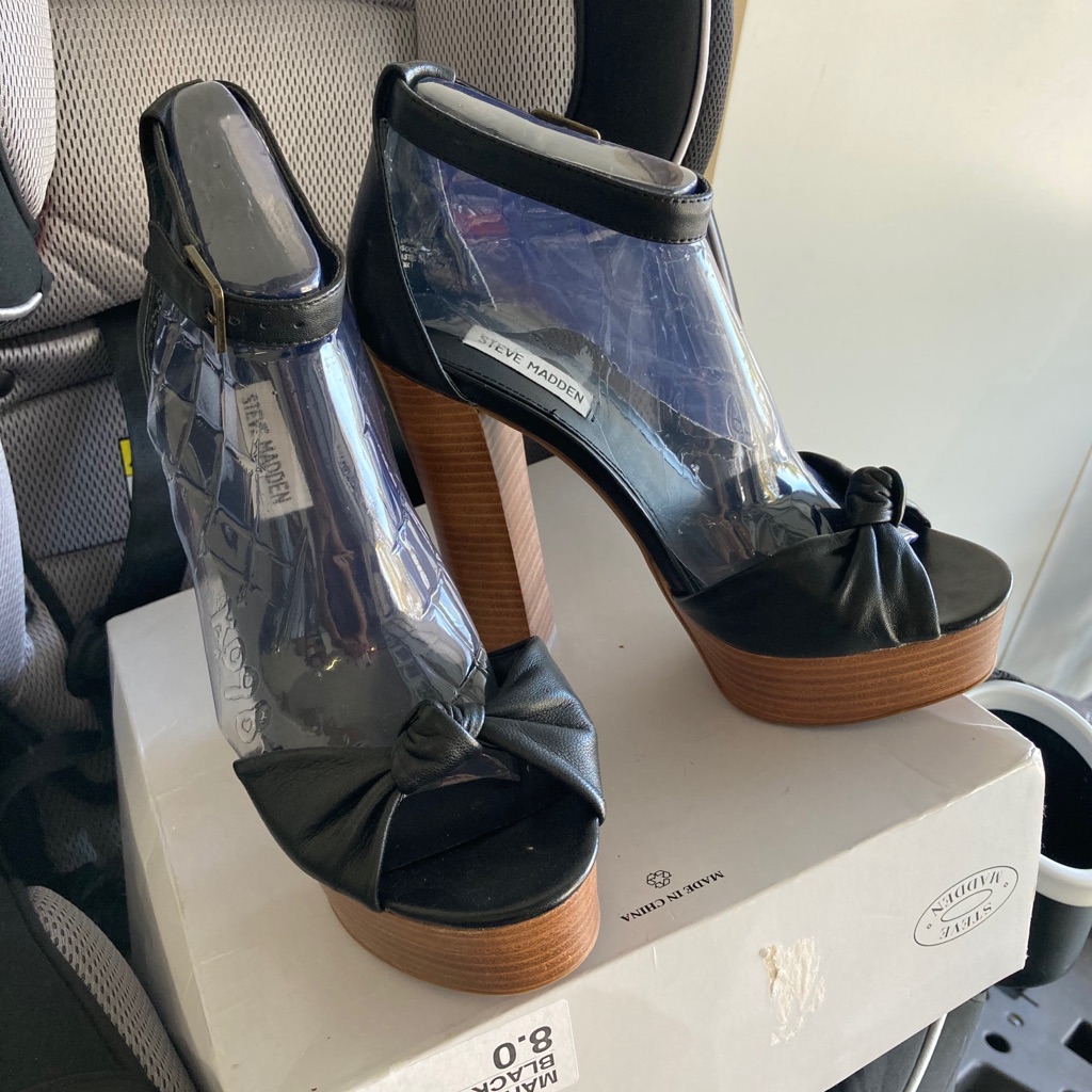 Steve Madden Marcy Platform Sandal Heels Black 8